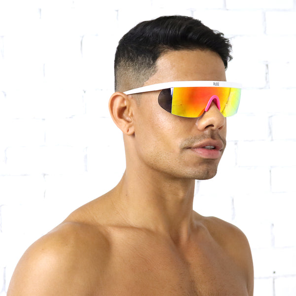 Festival Visor Sunglasses White Pink Rude Rainbow