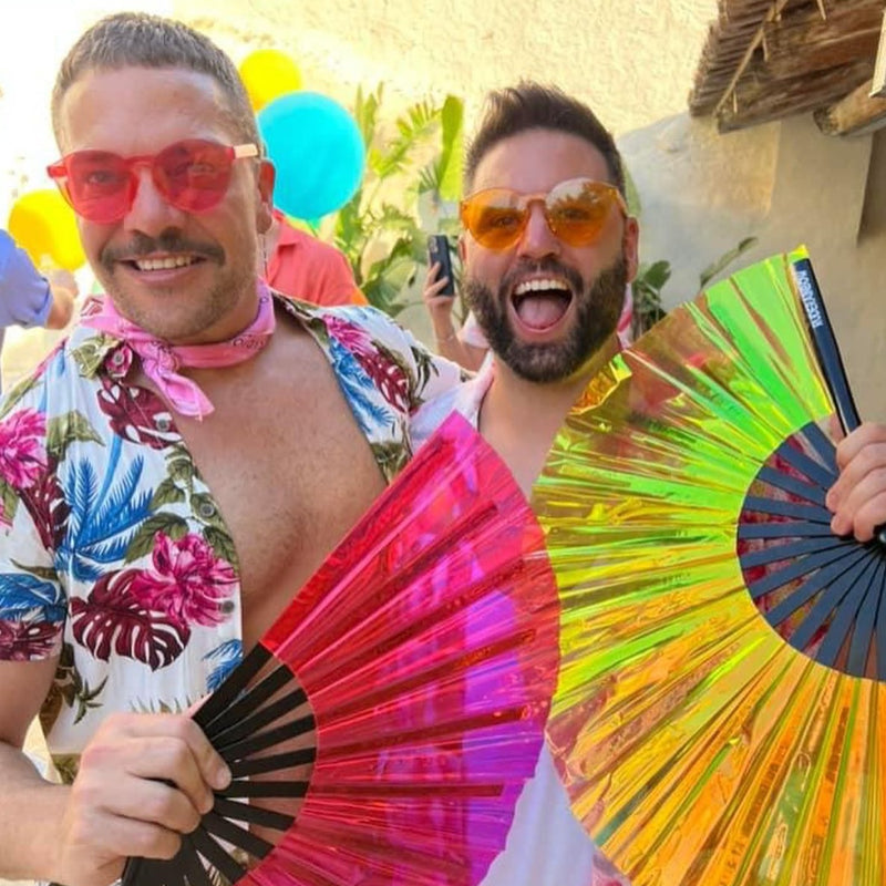 Pink PVC Party Fan - (Black)