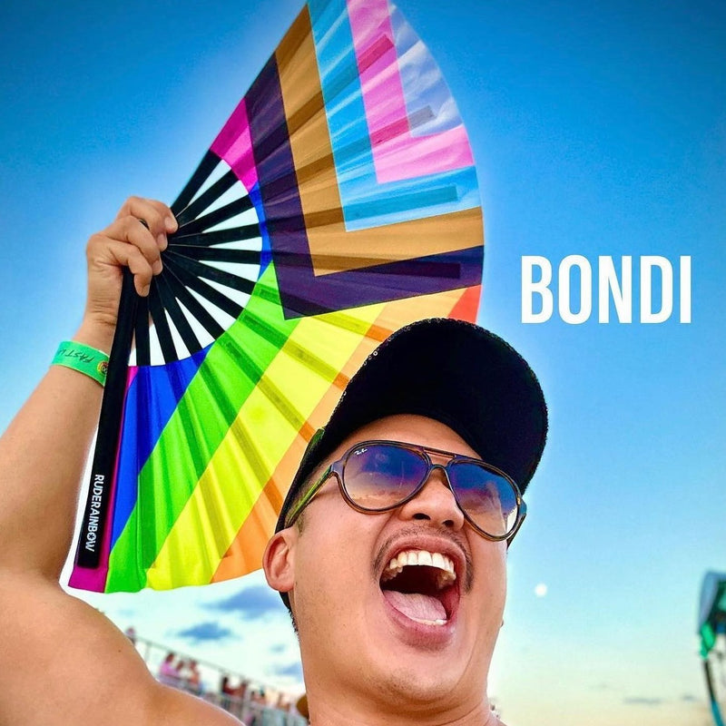 Rainbow Progress Pride UV Party Fan