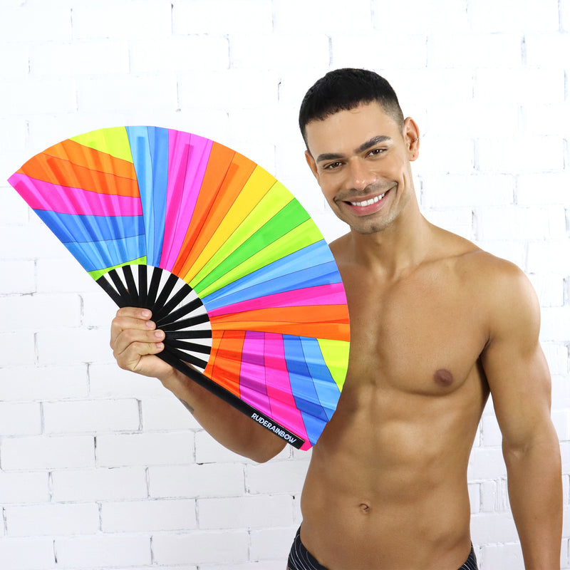 Abstract Rainbow UV Party Fan