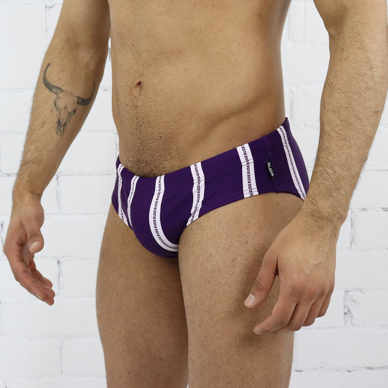 Blackberry Purple Stripes Swim Brief