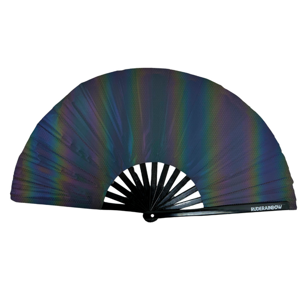 Holographic Rainbow Party Fan - Hexagon