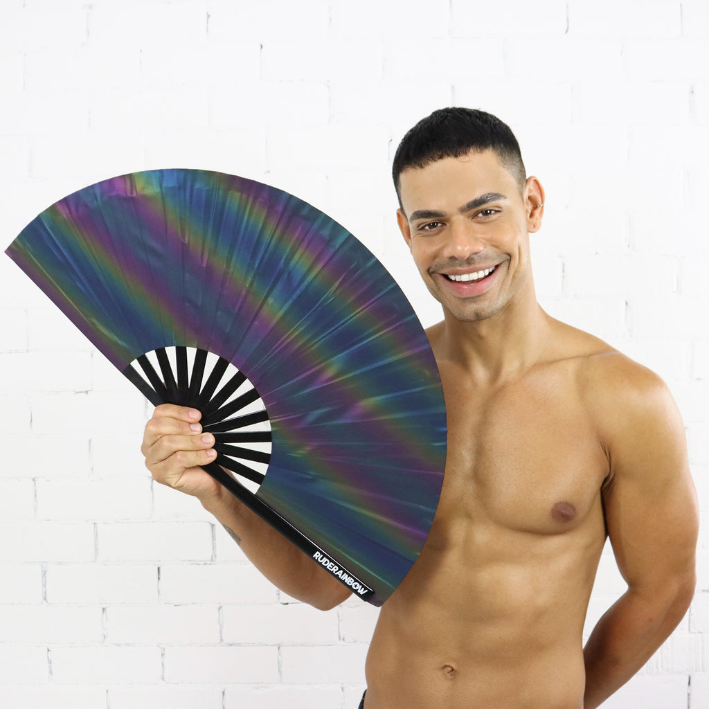 Holographic Rainbow UV Party Fan