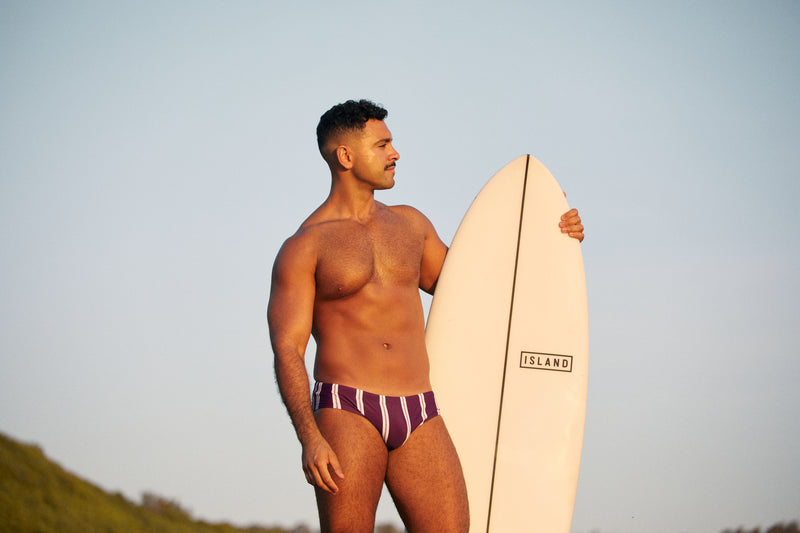 Blackberry Purple Stripes Swim Brief