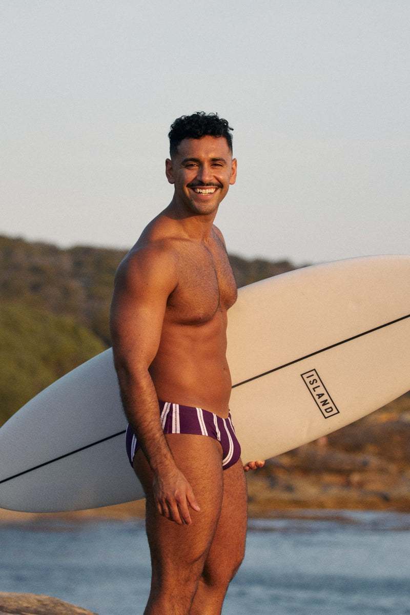 Blackberry Purple Stripes Swim Brief