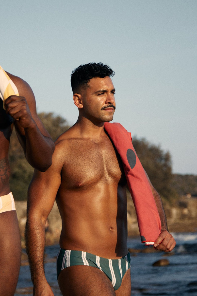 Evergreen Stripes Swim Brief