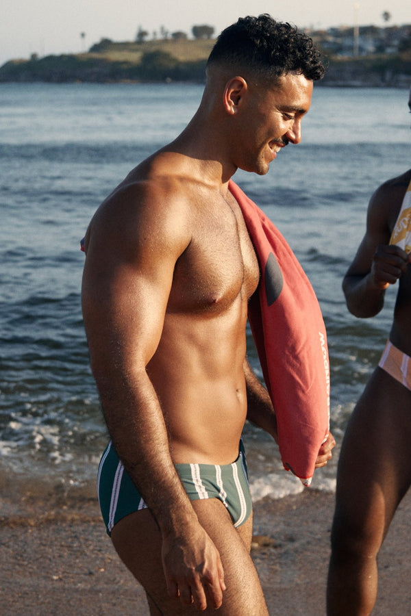 Evergreen Stripes Swim Brief