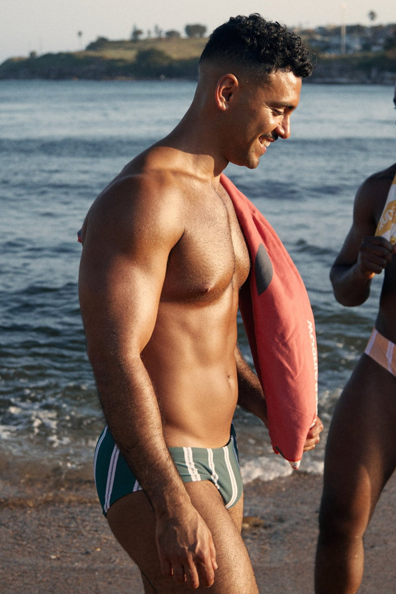 Evergreen Stripes Swim Brief