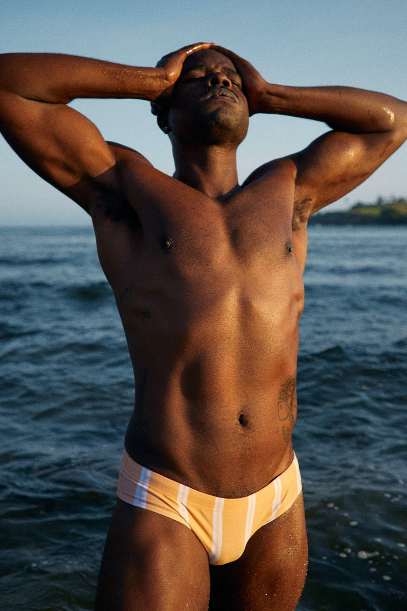 Derby Tan Stripes Swim Brief