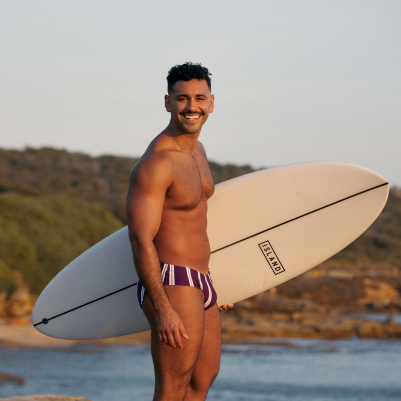 Blackberry Purple Stripes Swim Brief