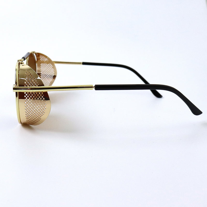 Steampunk Metal Sunglasses - Gold/Black