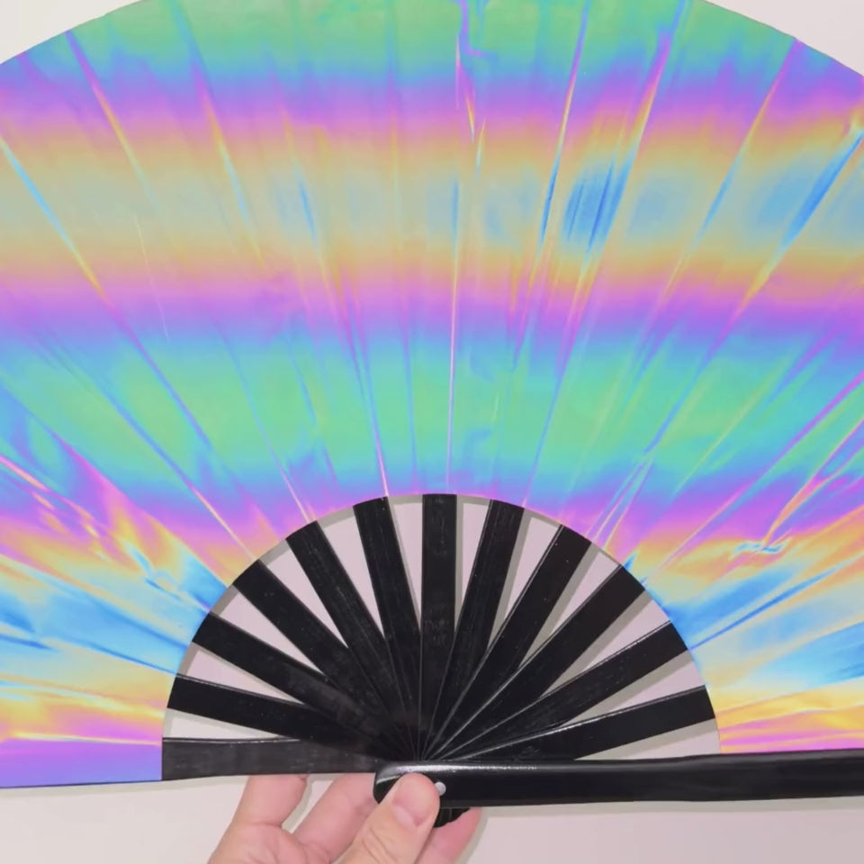 Holographic Rainbow UV Party Fan