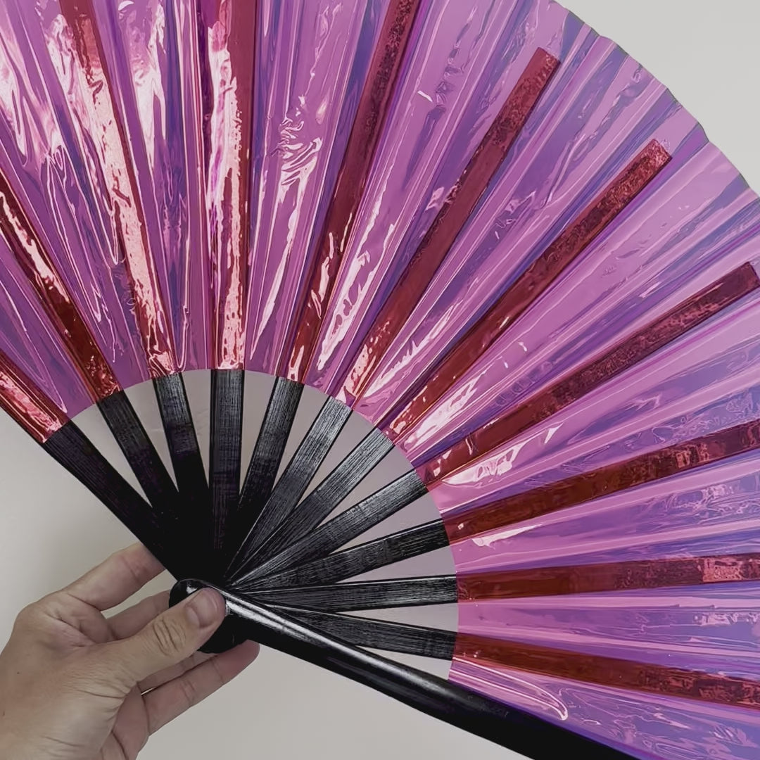 Pink PVC Party Fan - (Black)