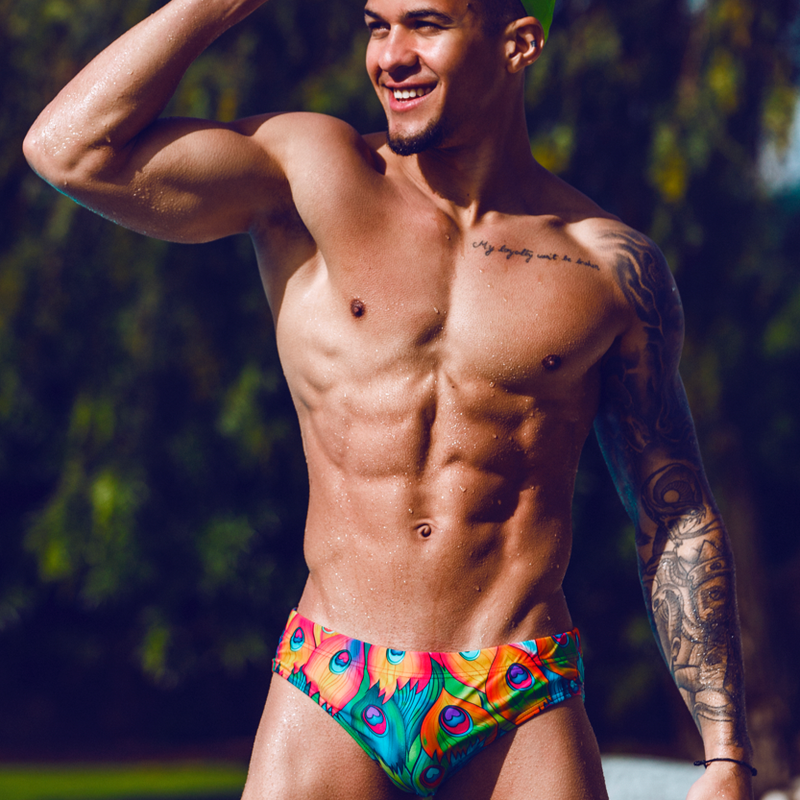 Rainbow Peacock Swim Brief