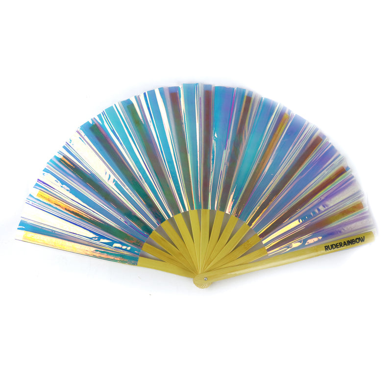 Iridescent PVC Party Fan - Gold/Pink (Light)