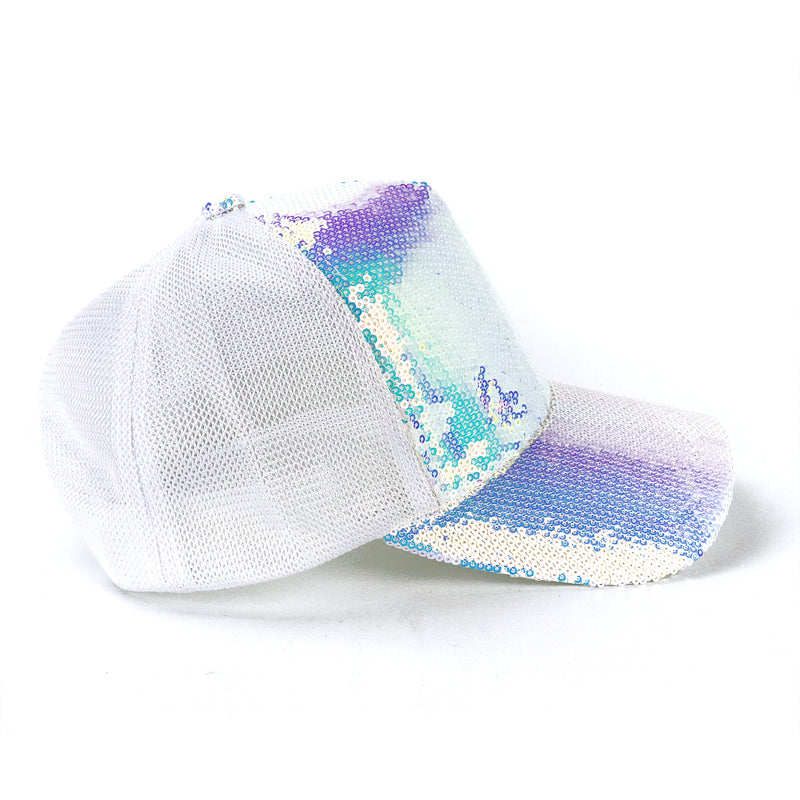 Disco Fever White Sequin Cap