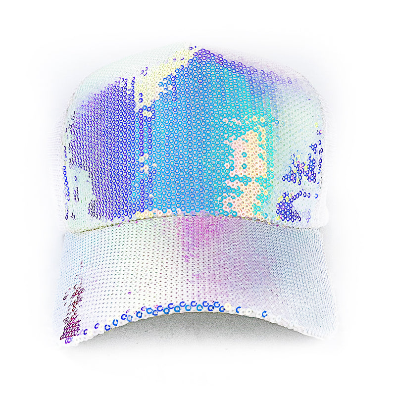 Disco Fever White Sequin Cap