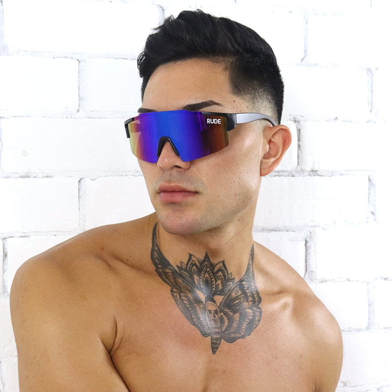Reflective Sunglasses - Black/Blue