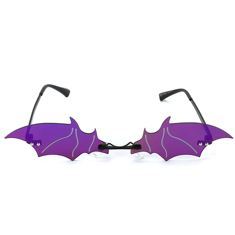 Frameless Bold Bat Sunglasses - Purple