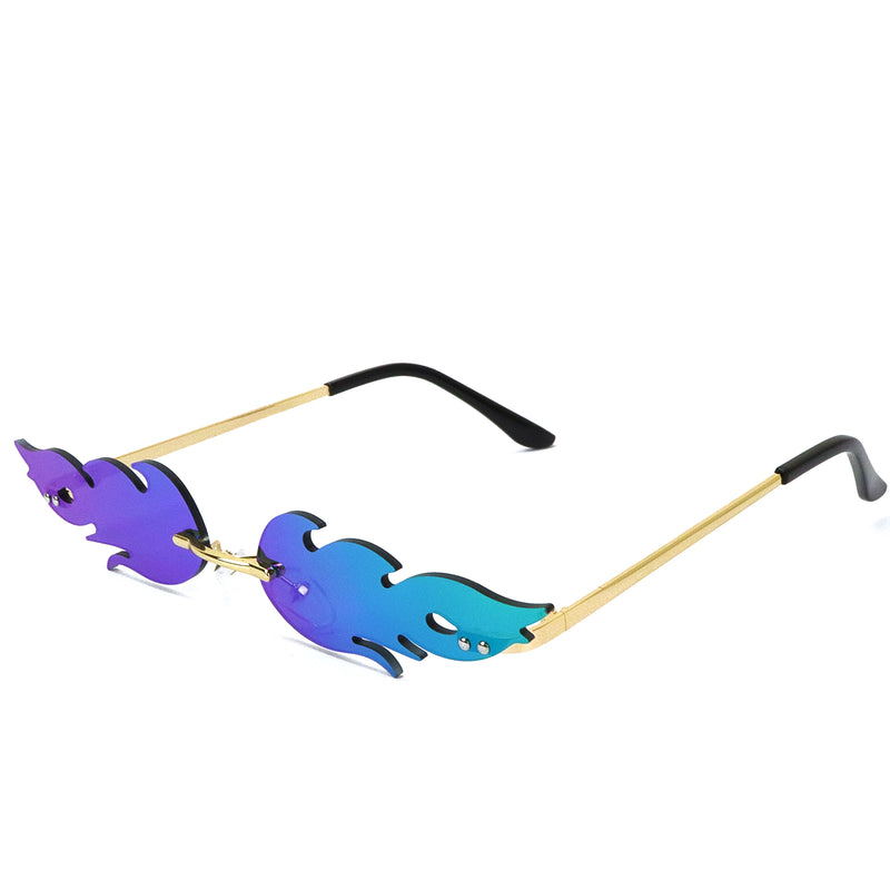 Frameless Flames Sunglasses - Blue / Green