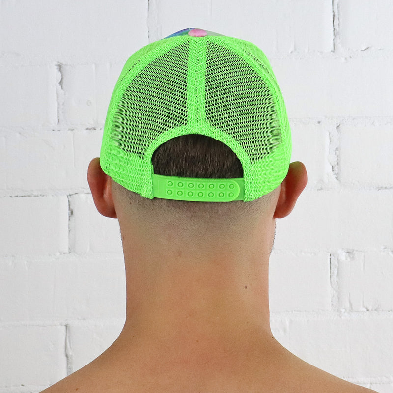 Green Rainbow Tie Dye Mesh Cap