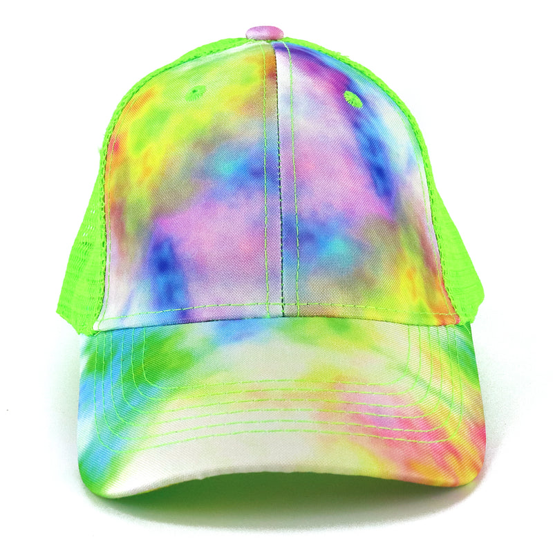 Green Rainbow Tie Dye Mesh Cap