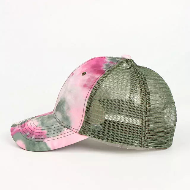 Pink Green Tie Dye Mesh Cap