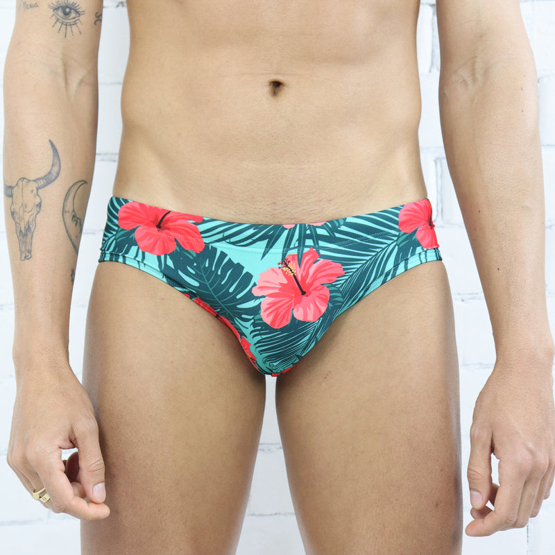 Happy Hibiscus Swim Brief