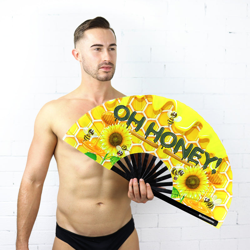 Oh Honey UV Party Fan - Rude Rainbow Gay Party Summer