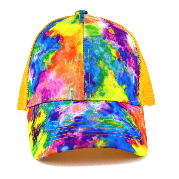 Orange Rainbow Tie Dye Mesh Cap