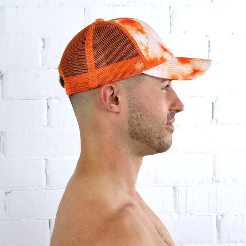 Orange Tie Dye Mesh Cap