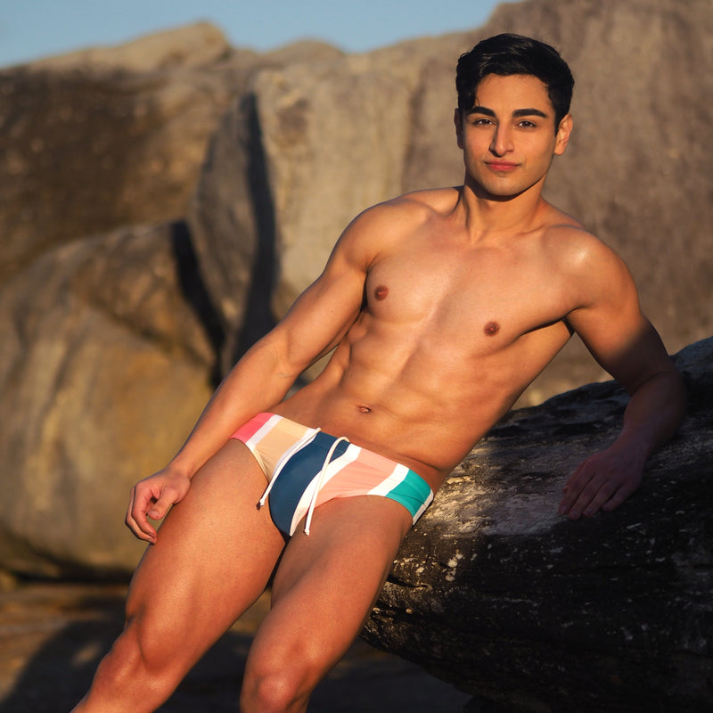 Earthy Stripes Swim Brief