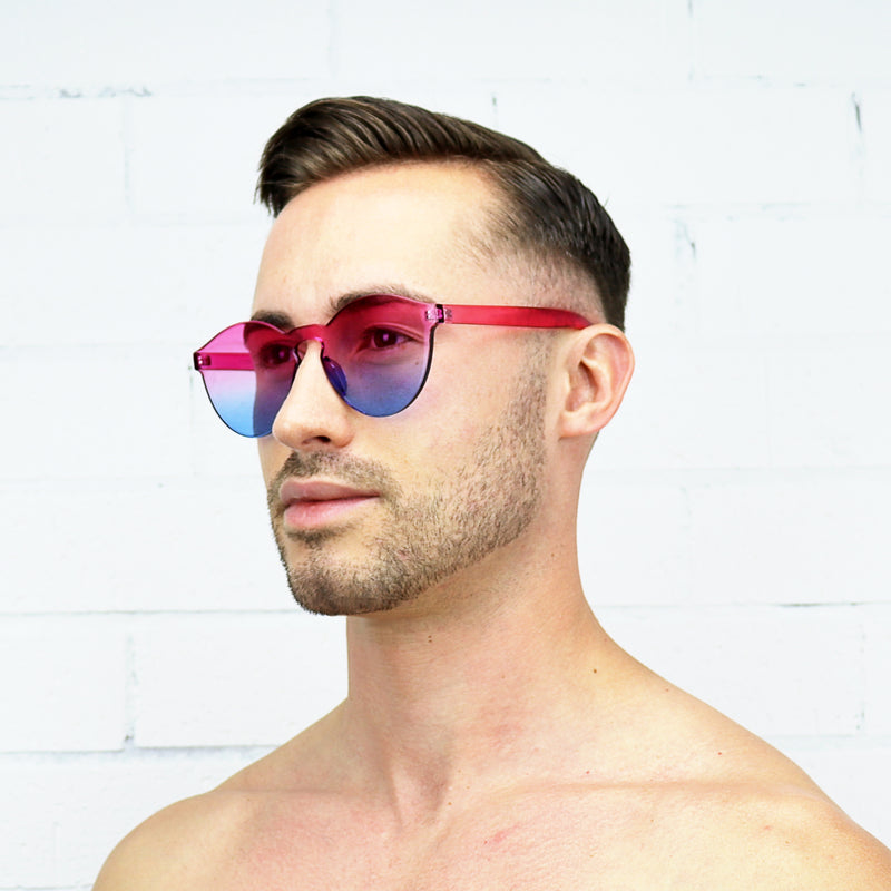 Pink and Blue two-tone Jelly Sunglasses - Rude Rainbow Gay Party Summer