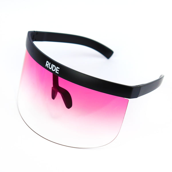 Pink Transparent Visor with Black Frames - Rude Rainbow Gay Party Summer