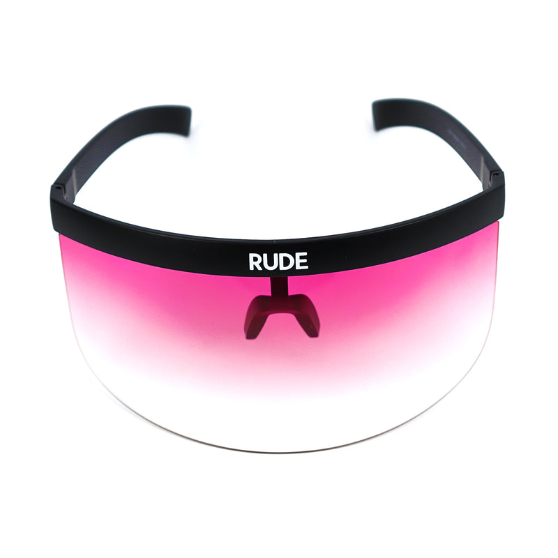 Pink Transparent Visor with Black Frames - Rude Rainbow Gay Party Summer