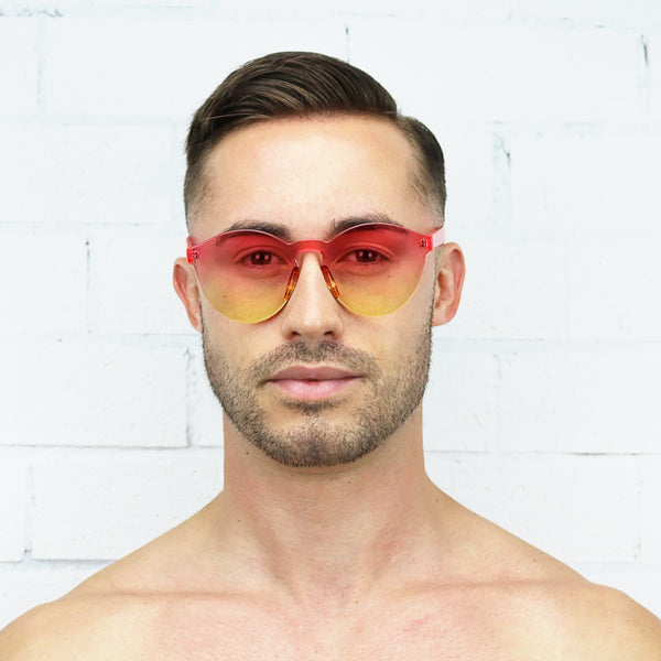 Pink and Yellow Two-tone Jelly Sunglasses - Rude Rainbow Gay Party Summer