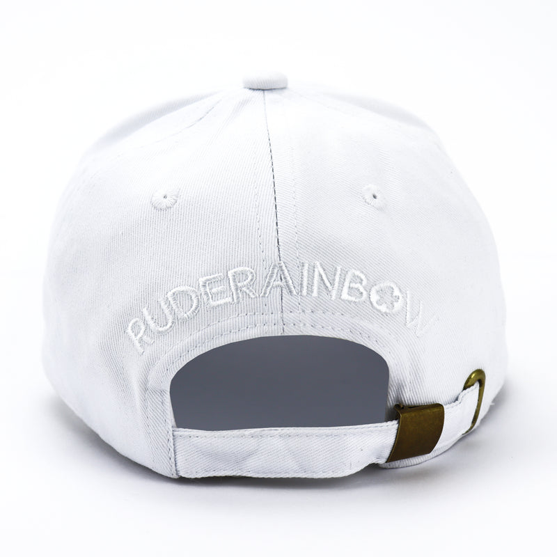 White and Pink Babe Cap - Rude Rainbow Gay Party Summer