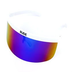 Rainbow Mirror Visor with White Frames - Rude Rainbow Gay Party Summer