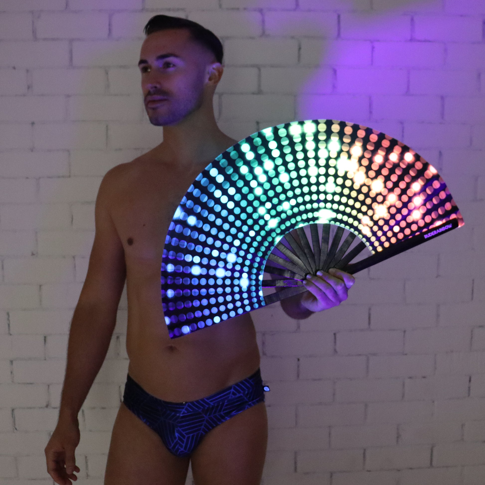 Rainbow Glitz Party Fan