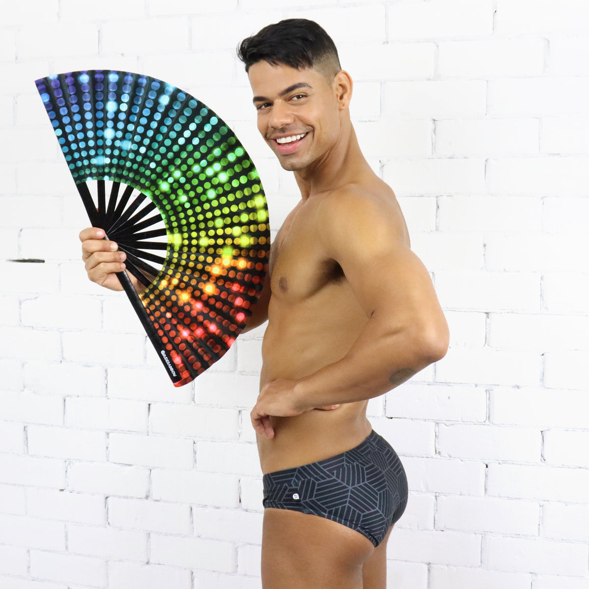 Rainbow Glitz Party Fan