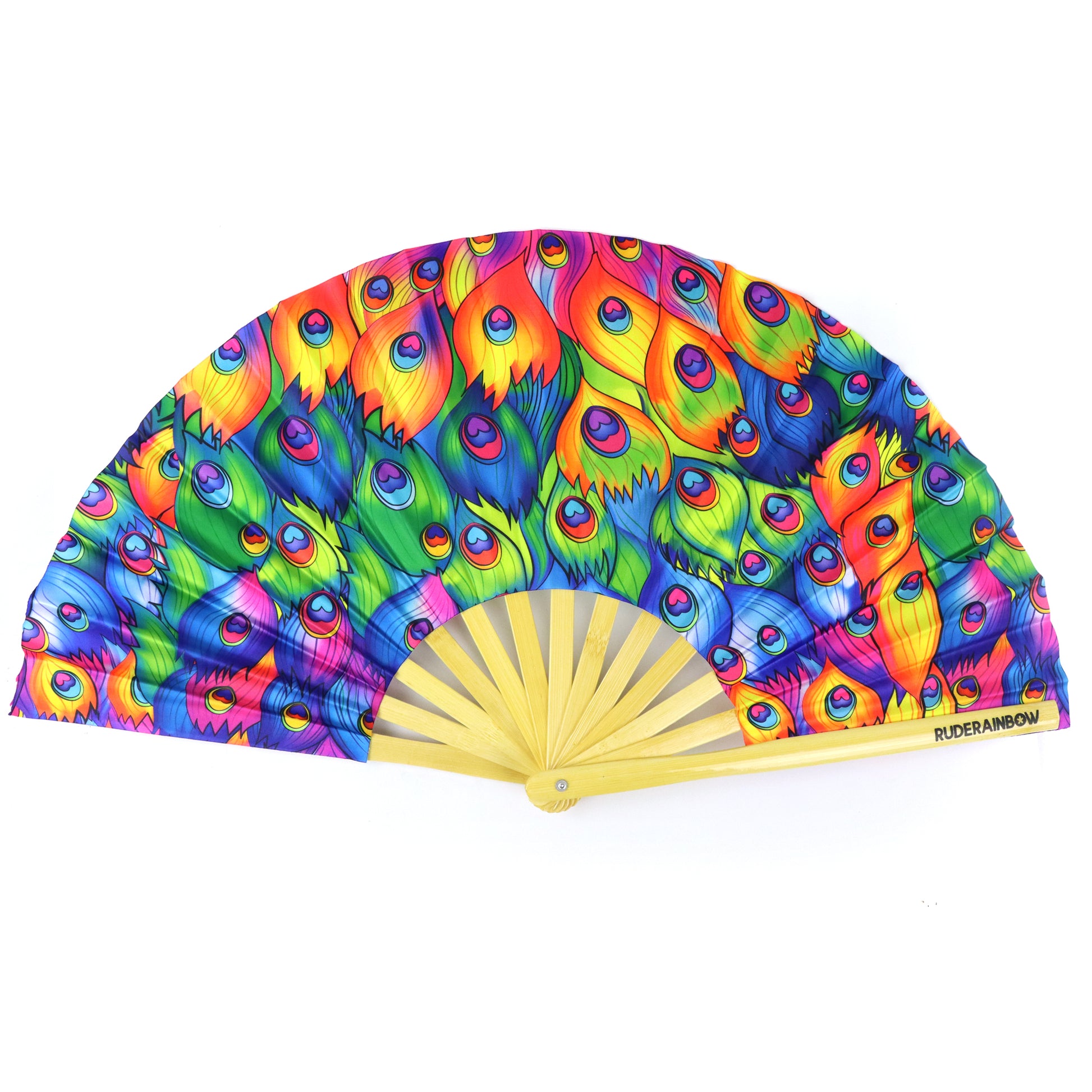 Rainbow Peacock UV Party Fan