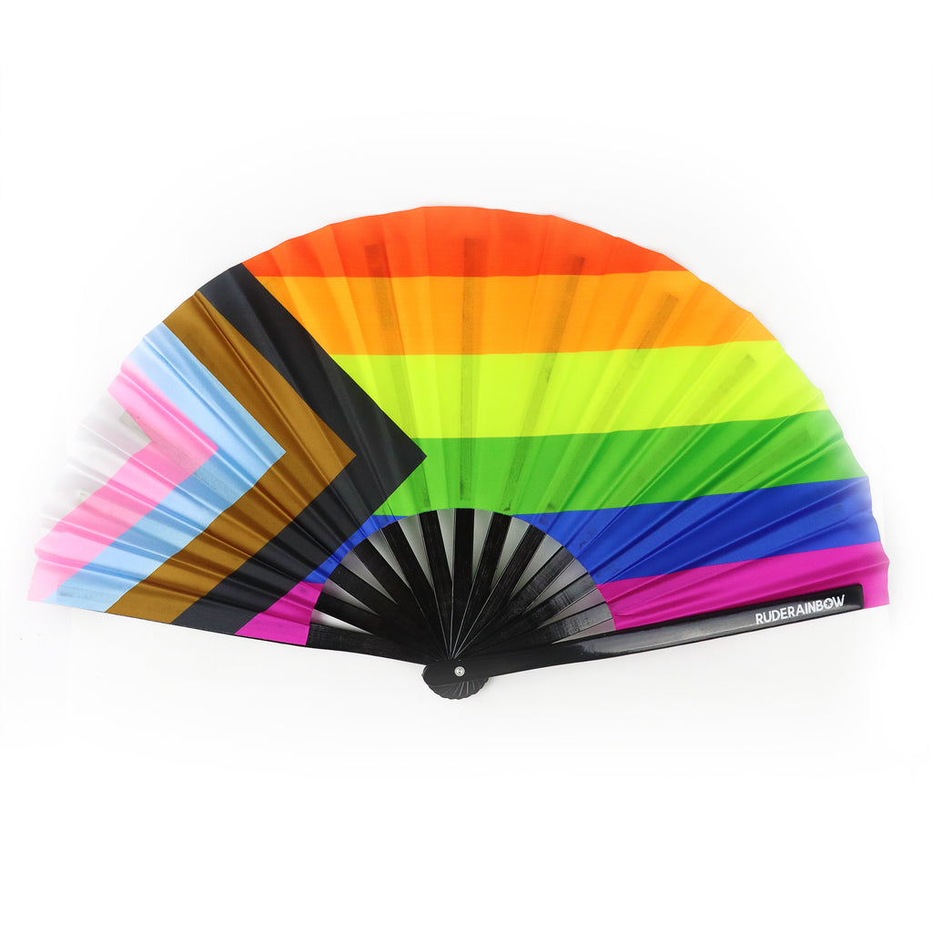 Printed Fans Rude Rainbow Progress Pride UV Party Fan – Rude Rainbow