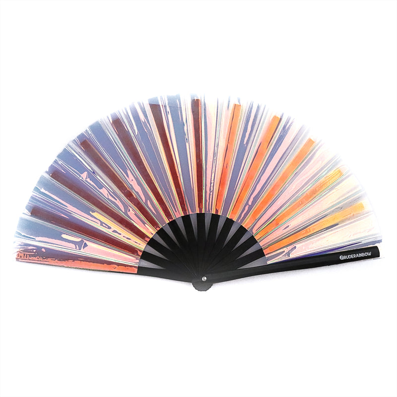 Reflective Iridescent Party Fan - Rude Rainbow Gay Party Summer
