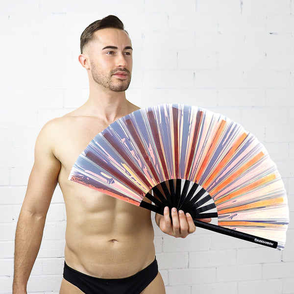 Reflective Iridescent Party Fan - Rude Rainbow Gay Party Summer