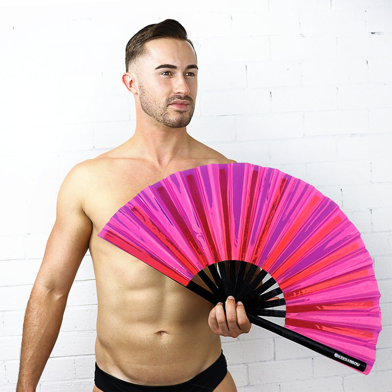 Reflective Pink Party Fan - Rude Rainbow Gay Party Summer