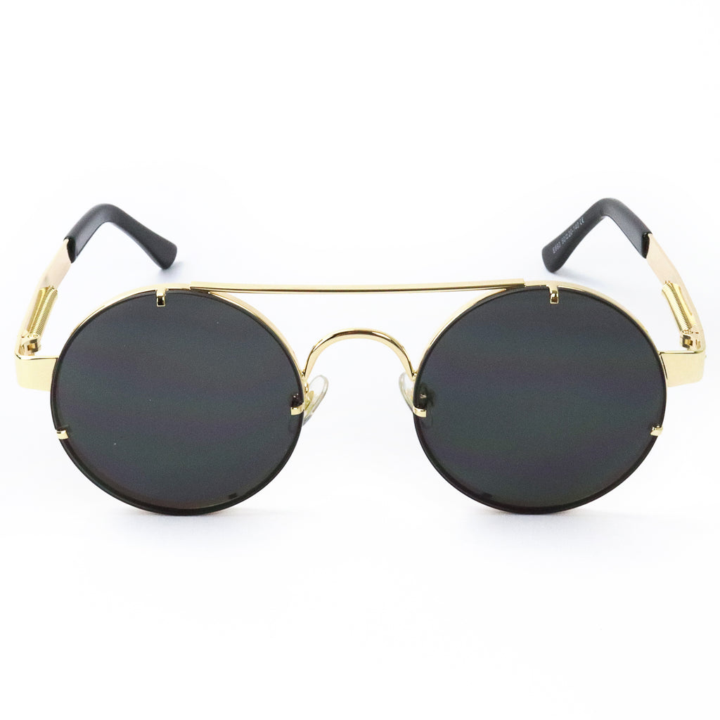 Retro Round Sunglasses - Gold/Black