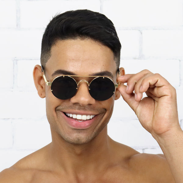 Retro Round Sunglasses - Gold/Black