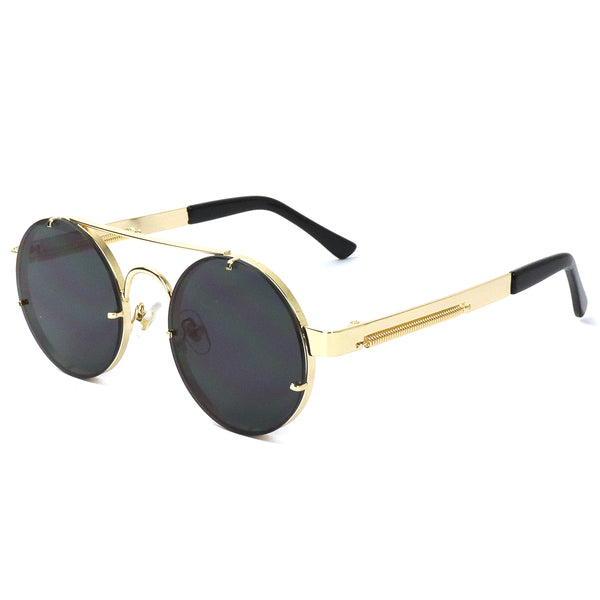 Retro Round Sunglasses - Gold/Black