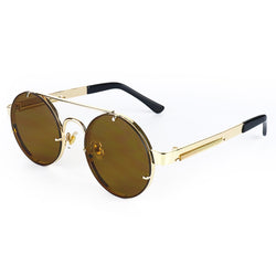 Retro Round Sunglasses - Gold/Tea