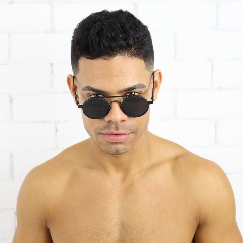 Retro Round Sunglasses - Black